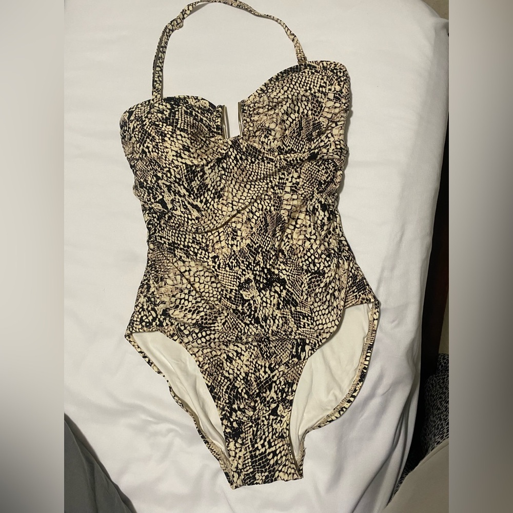 Calvin Klein Collection Black and Cream One Piece Swimsuit